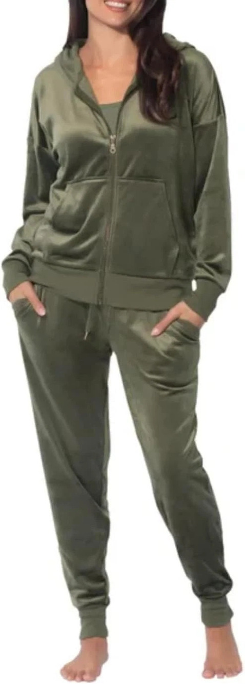 Felina Ladies' 2-piece Velour Set | (Color: Olive)